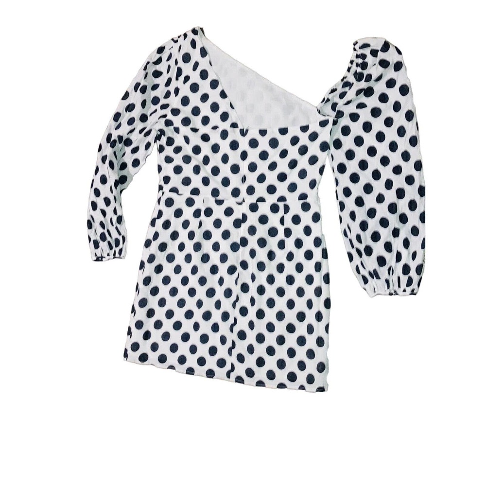 Lovers + Friends Andy Polka Mini Dress Asymmetric Neck Balloon Sleeve Size XL - Picture 4 of 12